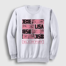 Presmono Unisex Comics Blackpink Sweatshirt Beyaz