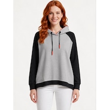 Neden Tekstil Kadın Kapüşonlu Siyah Gri Sweatshirt