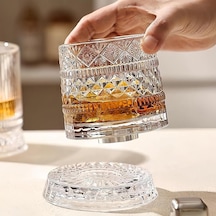 360 Derece Dönen Bardak - 280 Ml - Kristal Cam Çok Renkli