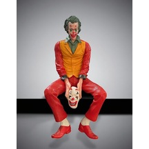 Joker Palyaço Maskeli Oturan Dekoratif Figür 15 Cm Raf Aksesuarı Figüratif Nesne Dekorasyon Objesi
