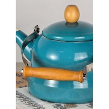 Alev Vintage Ahşap Saplı Emaye Demlik Kettle 2,5lt Turkuaz