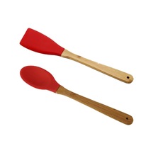 Silikon 2 Parça Kaşık Spatula Set Büyük Boy 28cm Kırmızı Genel