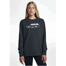 Tofaşk Kartal Araba Baskılı Füme Antrasit Kadın Sweatshirt