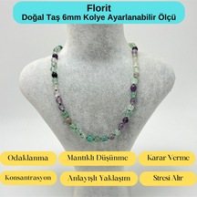 Yıldız Doğal Taş Florit Doğal Taş 6 MM Makrome Kolye 45 CM - 55 CM Ayarlanabilir Yeşil