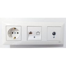 Viko Meridian Beyaz 3lü Set Tv Uydu Prizi F Konnektör +numeris Telefon Prizi +topraklı Priz