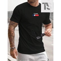 Startmore Homme Erkek Slim Fit Yuvarlak Yaka Kısa Kollu Yazı Baskılı Tişört Siyah