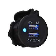 12v 24v Dc Usb 2.1a Şarj Port Işıklı Yuvarlak