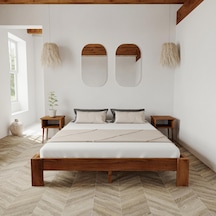 Soft Model Ceviz Renk Çam Ahşap Karyola-15 100 x 200