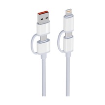 Ekılıf - Çoklu Uçlu Kablo Deira 4in1 A+c To C+l Kablo 1m - Beyaz - T33491 Beyaz