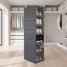 6 Katlı, Katlanabilir Ayakkabılık, Taşınabilir Çok Amaçlı, Geniş, Katlanabilir Dolap Ve Raf, Katlanır Taşınabilir Premium Portatif Organizer Ayakkabılık 25,5cm X 34,5cm X 105,5cm Antrasit Acı Kahverengi