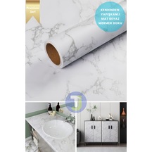 Technojet Kendinden Yapışkanlı Mat Mermer Desen Folyo Mutfak Banyo Tezgah Duvar Kaplama 60cmx300cm Beyaz