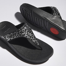Roncato 090 All Black Terlik Kadın Diğer Je3-090 Fitflop Lulu Crystal-mix Toe-post All Black Siyah