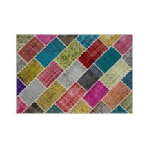 El Dokuması Patchwork Vintage Yün-pamuk Multi Naturel Halı 33226 160 X 230 Cm Çok Renkli