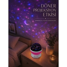 Döner Projeksiyon Lambası Renkli Yıldız Ve Gökyüzü Efektli Standart