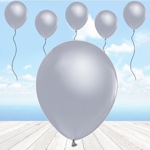 Metalik Parlak Balon. 10 Adet - Gümüş
