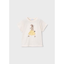 Mayoral Kız Çocuk Baskılı T-shirt Krem - 03011