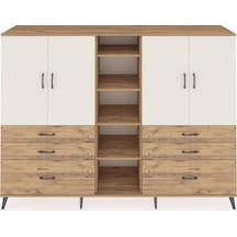Hyperion Dolap 10 Raflı 6 Çekmeceli 4 Kapaklı 220x44x163 Çam-aytaşı/çam Aytası/atlas Çam - Atlas Çam