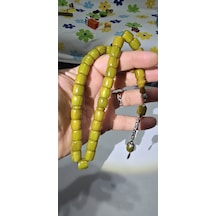 Kanayan Baga , Fıçı Kesim Sıkma Kehribar Tesbih ,12x12 Mm Yeşil