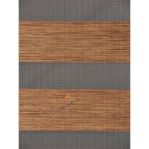 Bambu Koyu Ahşap R-16 Stor Zebra Perde Etek Dilimli  Alüminyum Kasa Kahverengi 100 x 200