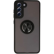 Newface Samsung Uyumlu,  Galaxy S21 Fe Kılıf Montreal Yüzüklü Silikon Kapak - Siyah