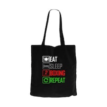 Boxing Repeat Siyah Kanvas Bez Çanta