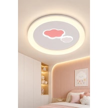 Modern Premium 3 Renkli Ledli Tavan Plafonyer Avizesi Maysa Bulut Desenli 50 Cm Çocuk Odası 100w Beyaz