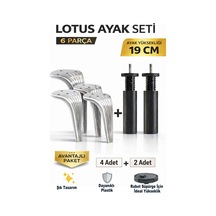 Lotus 19 Cm Ayak Seti Krom 6 Parça Robot Süpürgeye Uyumlu Koltuk Mobilya Dolap Baza Ayağı Krom