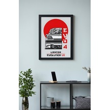Mitsubishi Lancer Evo Ahşap Çerçeveli Poster Tablo Rally Efsanesi