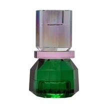 Kristal Mum Tutucu, Gökkuşağı/pembe/ö. Yeşil, 7x7x13 Cm