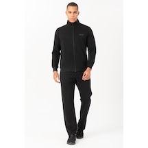 Maraton Sportswear Comfort Erkek Dik Yaka Düz Paça Reglan Kol Basic Siyah-siyah Eşofman Takımı 21848-siyah-siyah