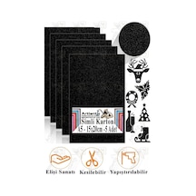 Simli Karton A5 15x20 Cm 5 Li 1 Paket Simli Fon Kartonu Parıltılı Kağıt Anasınıfı Kreş Etkinlik Proje Dekoratif Siyah