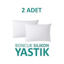 Boncuk Silikon Yastık 2'li 50x70 Cm 900 Gram Silikonlu Elyaf Dolgulu Beyaz Yastık