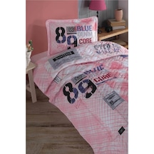 Clasy Ranforce Tek Kişilik Yatak Örtüsü Seti Denim V1 Pembe