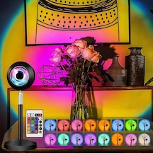 Rgb Sunset Gün Batımı Projektör, 16 Renk Modlu, Led Ambiyans Işığı, Hd Kristal Lens, 360 Döner Başlık, Uzaktan Kumandalı, Ayarlanır Parlaklık, Fotoğraf Ve Sosyal Medya İçin Dekoratif Lamba