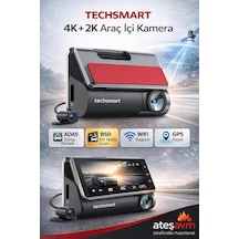Techsmart 2 Kanal 4k + 2k Araç İçi Kamera Adas Bsd Wifi Gps Gece Görüşlü Dashcam