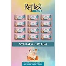 Reflex Care Evcil Hayvanlar İçin Çok Amaçlı Hijyenik Temizleme Mendili 50'li X 12 Adet Bebek Pudrası Kokulu
