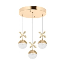 3'lü Şeker Toplu Rose Gold 3 Renk Ledli Sarkıt Avize Altın