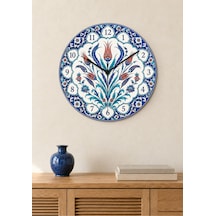 Osmanlı İznik Çini Desenli Dekoratif Baskılı Ahşap Duvar Saati 45 Cm Sessiz Akar Mekanizma 885 Çoklu Renkli