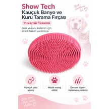 Showtech Kauçuk Kedi Köpek Banyo Ve Kuru Tarama Fırçası Yuvarlak