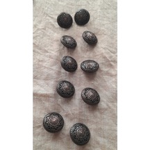 Antık Bakır Metal Düğme 16 Mm 10 Adet