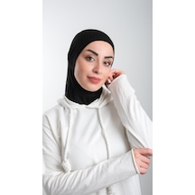 Hürrem Bone Siyah Pratik Hazır Geçmeli Tesettür Bone Sandy Kumaş Spor Hijab 2