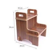 Ahşap Montessori Kaymaz Basamak Tabure Banyo Ve Lavabo Yükseltici Merdiven, 36x36x40 Cm, Mdf Melamin Kaplama Açık Bej