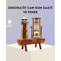 Hubrendy Kargo Dekoratif Ahşap Kum Saati Ve Deniz Feneri Figürlü Masa Süsü Şık Ve Fonksiyonel Tasa