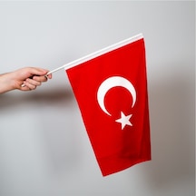 Türk Bayrağı 50x75 Cm Raşel Kumaş - Sopalı Tek Ebat