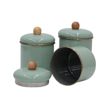 Soft Green Emaye Baharatlık Seti 3lü Çok Renkli