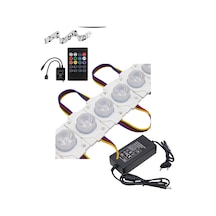 20 Adet 12 Volt 1.5 Watt Tek Lensli Rgb 3030 Led Modül Sese Ve Müziğe Duyarlı Kumanda 5a Plastik Ada