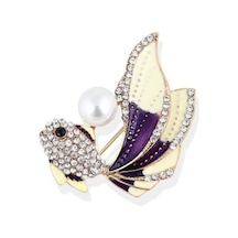 Mor Moda Japon Balığı Yaka Broş Pin Yaka Elbise Takı