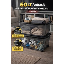 2 Adet 60 Litre Saklama Düzenleme Kutusu Siyah