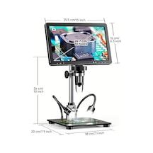 10.1'' Dm12 Hdmı Dijital Mikroskop 2000x Büyütme 20mp Kamera 10 Led Işık 32 Gb Uzaktan Kumanda