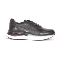 Marcomen Erkek Sneaker Airbag Tabanlı Bağcıklı Spor Ayakkabı Gerçek Deri Mc 19465 Siyah